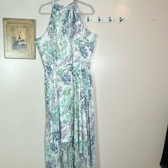 R&K Green and Purple Floral High Low Dress - Picture 1 of 6